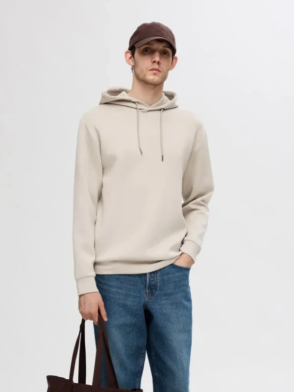 SELECTED AVSLAPPNAD HOODIE Beige Flash Sale