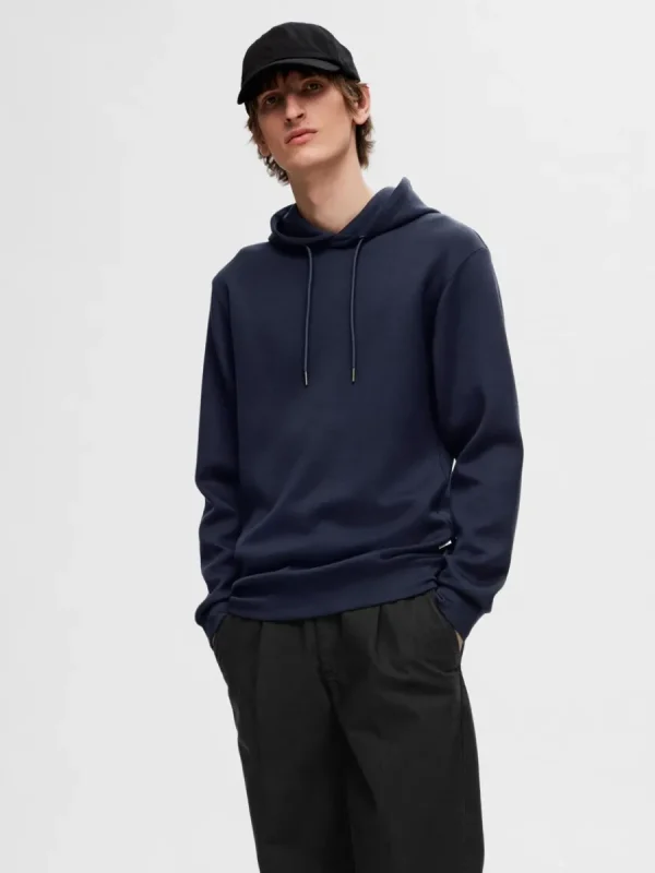 SELECTED AVSLAPPNAD HOODIE Blue Sale