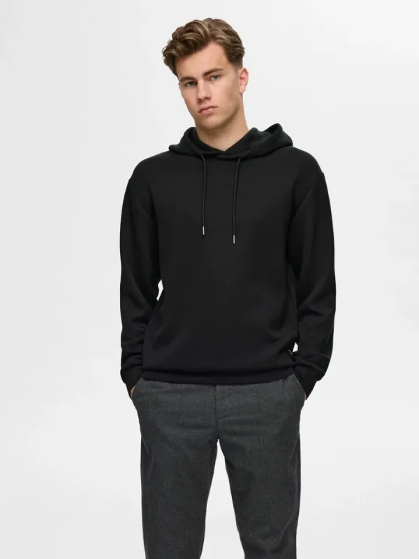 SELECTED AVSLAPPNAD HOODIE Black Cheap