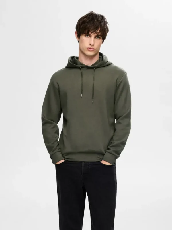 SELECTED AVSLAPPNAD HOODIE Green Outlet