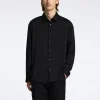 SELECTED AVSLAPPNAD PASSFORM SATINSKJORTA Black New
