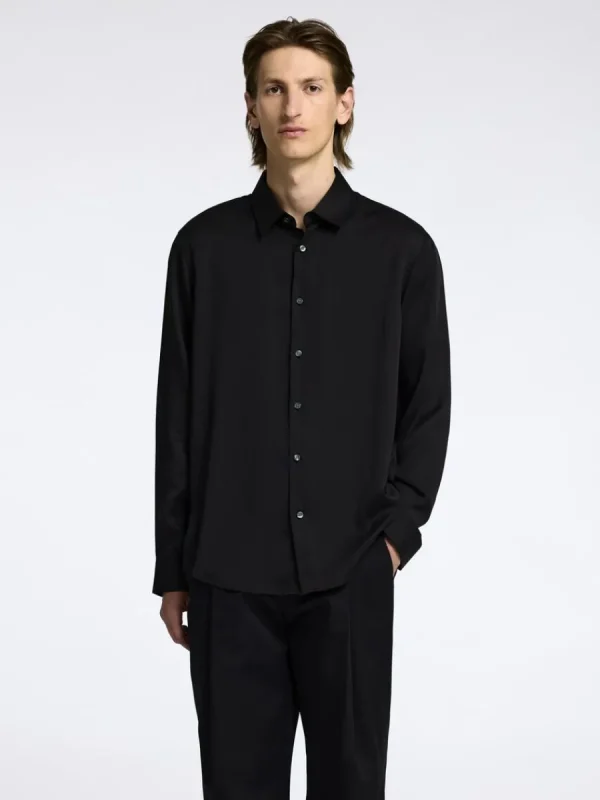 SELECTED AVSLAPPNAD PASSFORM SATINSKJORTA Black New