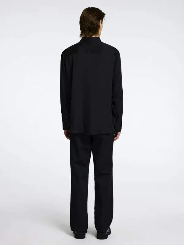 SELECTED AVSLAPPNAD PASSFORM SATINSKJORTA Black New