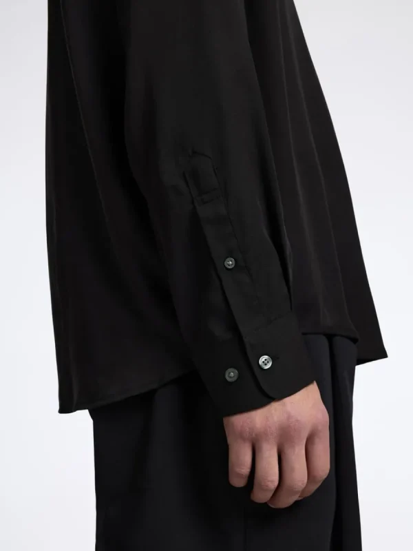 SELECTED AVSLAPPNAD PASSFORM SATINSKJORTA Black New