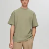 SELECTED AVSLAPPNAD PASSFORM VÅFFLAD T-SHIRT Green Cheap