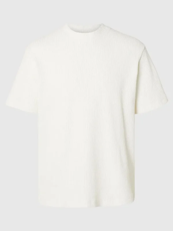 SELECTED AVSLAPPNAD PASSFORM VÅFFLAD T-SHIRT White Clearance