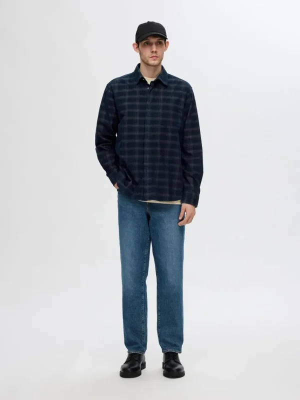 SELECTED AVSLAPPNAD RUTIG SKJORTA Blue Shop