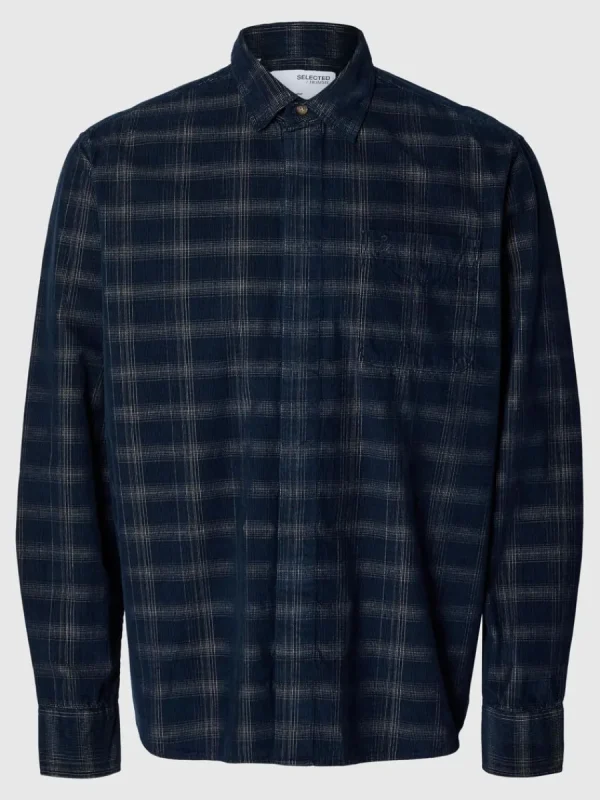 SELECTED AVSLAPPNAD RUTIG SKJORTA Blue Shop