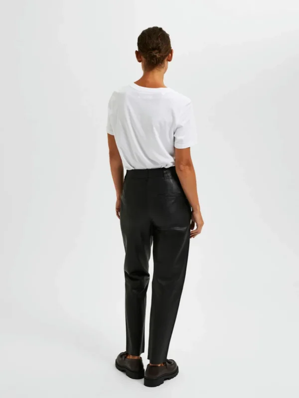 SELECTED AVSMALNANDE LÄDERBYXOR Black New