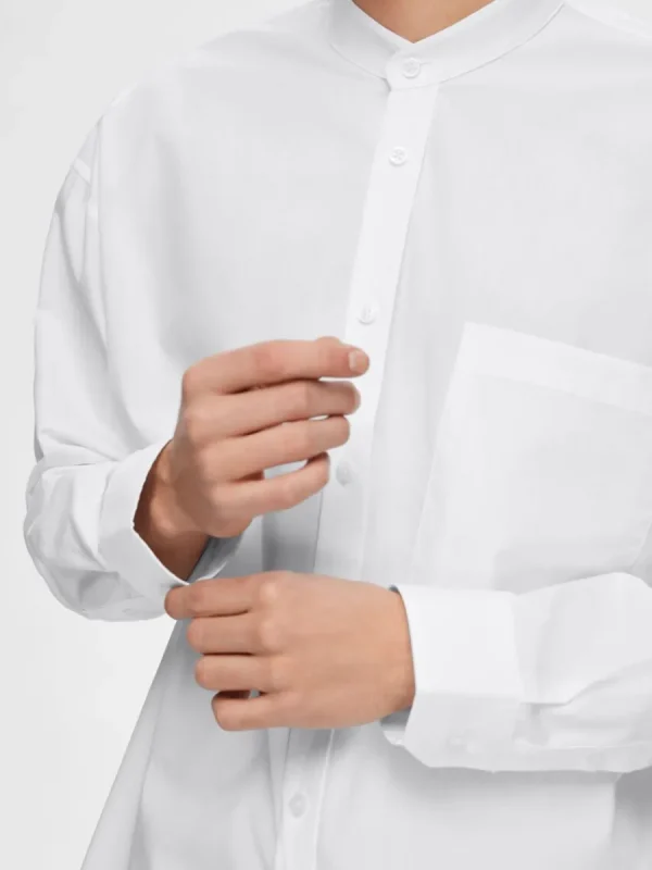SELECTED BANDPRYDD KRAGE SKJORTA White Online