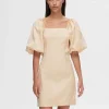 SELECTED BARAXLAD KORT KLÄNNING Beige Clearance
