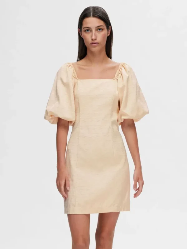SELECTED BARAXLAD KORT KLÄNNING Beige Clearance