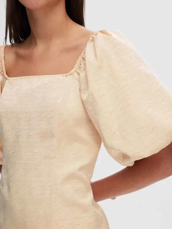 SELECTED BARAXLAD KORT KLÄNNING Beige Clearance
