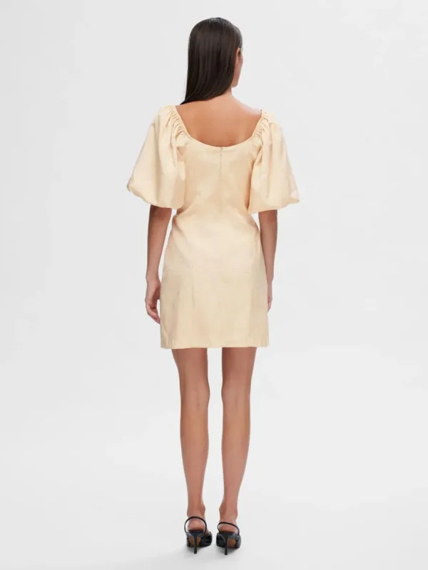 SELECTED BARAXLAD KORT KLÄNNING Beige Clearance