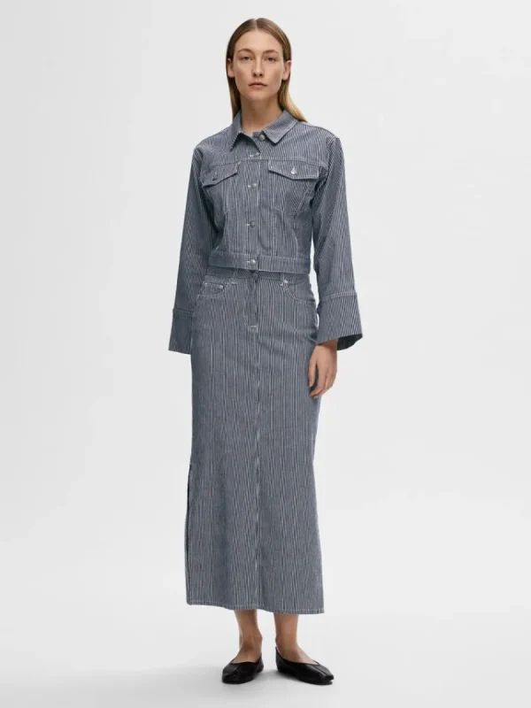 SELECTED BESKURNA JEANSJACKA Blue Best