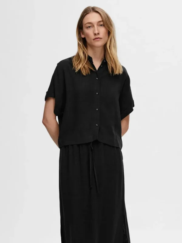 SELECTED BESKURNA KORTÄRMAD SKJORTA Black Shop
