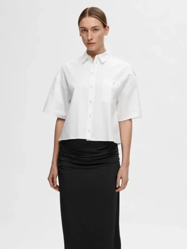 SELECTED BESKURNA KORTÄRMAD SKJORTA White Flash Sale
