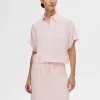 SELECTED BESKURNA KORTÄRMAD SKJORTA Pink Hot