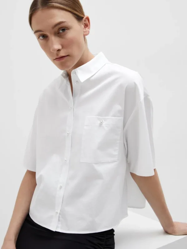 SELECTED BESKURNA KORTÄRMAD SKJORTA White Flash Sale