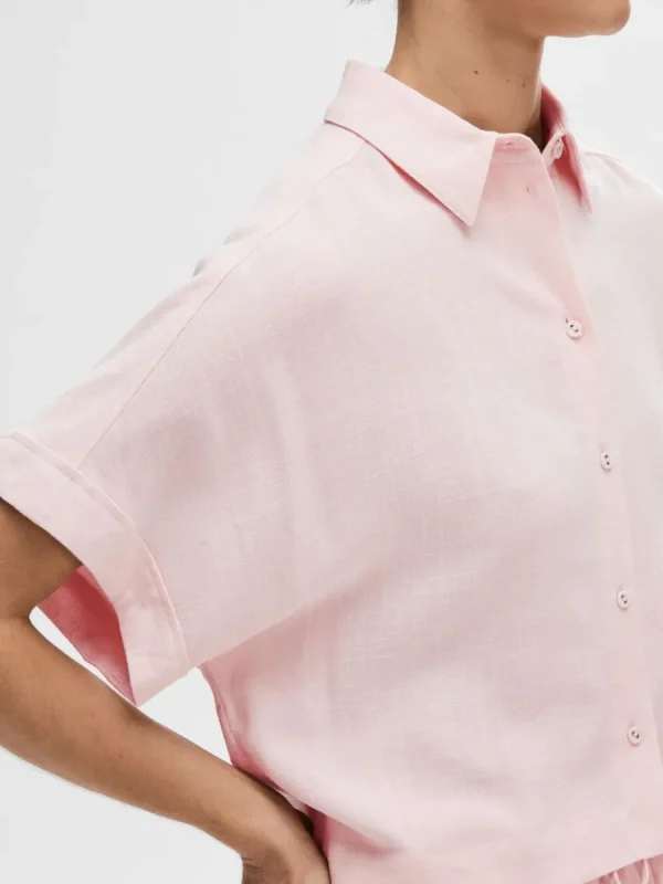 SELECTED BESKURNA KORTÄRMAD SKJORTA Pink Hot