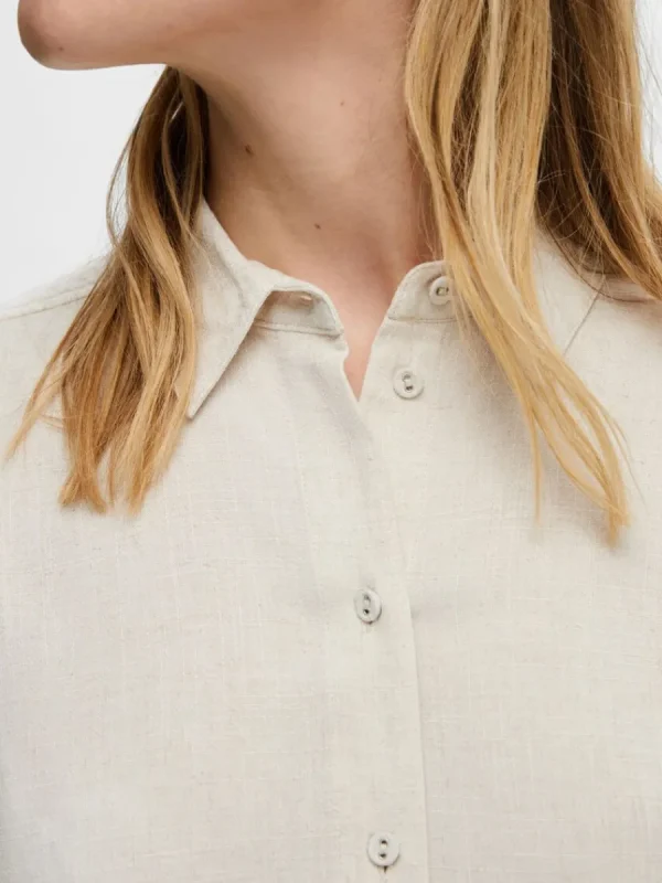 SELECTED BESKURNA KORTÄRMAD SKJORTA Beige Hot