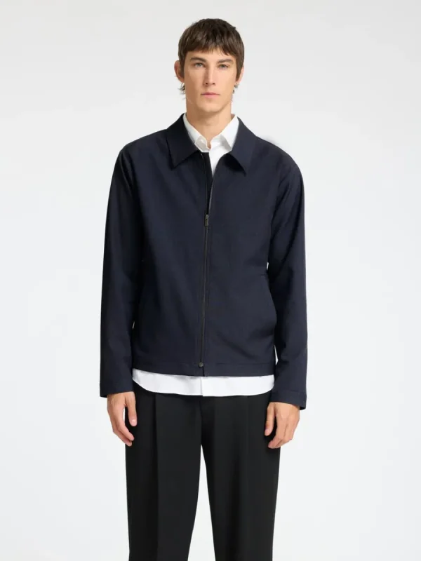 SELECTED BLIXTLÅSFÖRSEDD JACKA Blue Shop