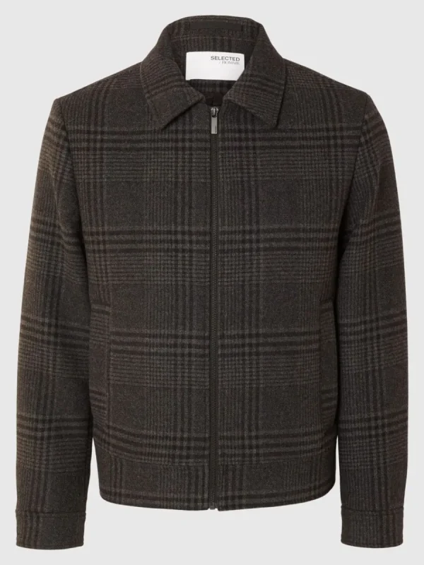 SELECTED BLIXTLÅSFÖRSEDD KORT JACKA Grey Cheap