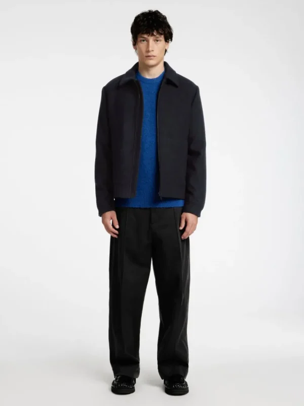 SELECTED BLIXTLÅSFÖRSEDD KORT JACKA Blue Cheap