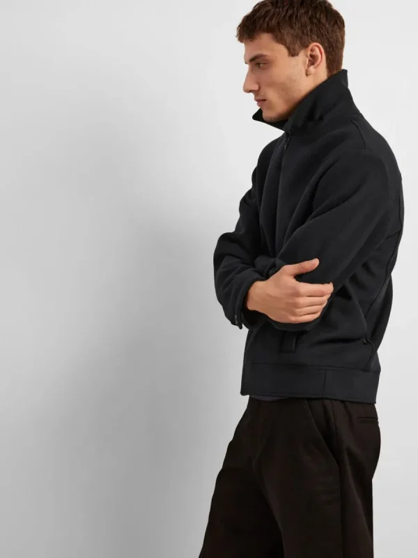 SELECTED BLIXTLÅSFÖRSEDD KORT JACKA Black Outlet