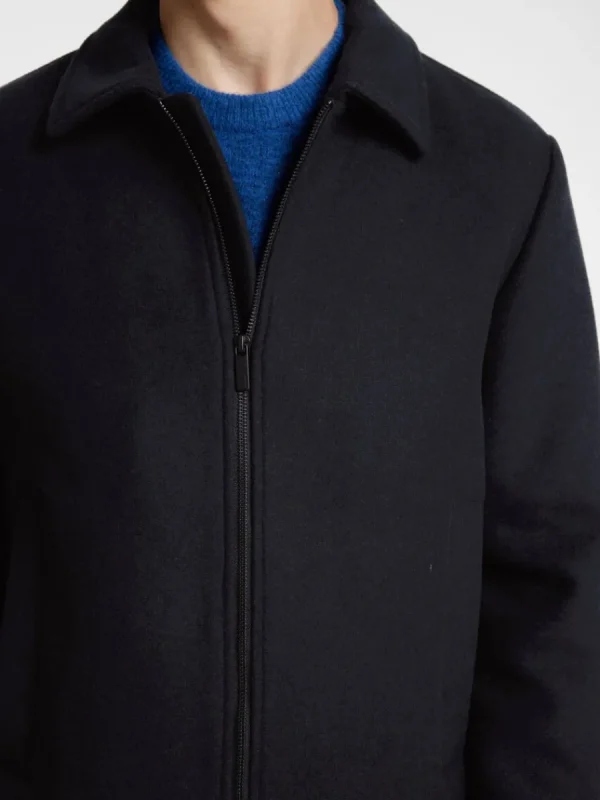 SELECTED BLIXTLÅSFÖRSEDD KORT JACKA Blue Cheap