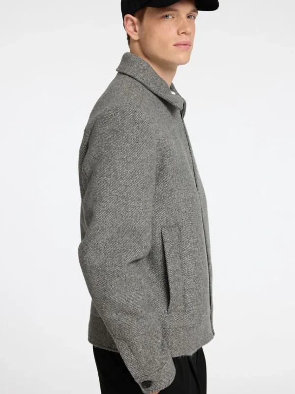 SELECTED BLIXTLÅSFÖRSEDD KORT JACKA Grey Sale