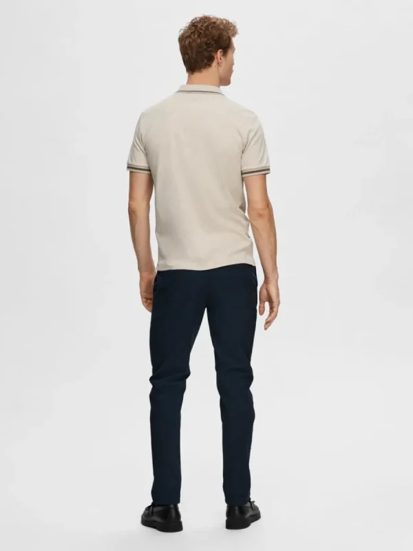 SELECTED BLIXTLÅSFÖRSEDD PIKÉTRÖJA Beige Shop