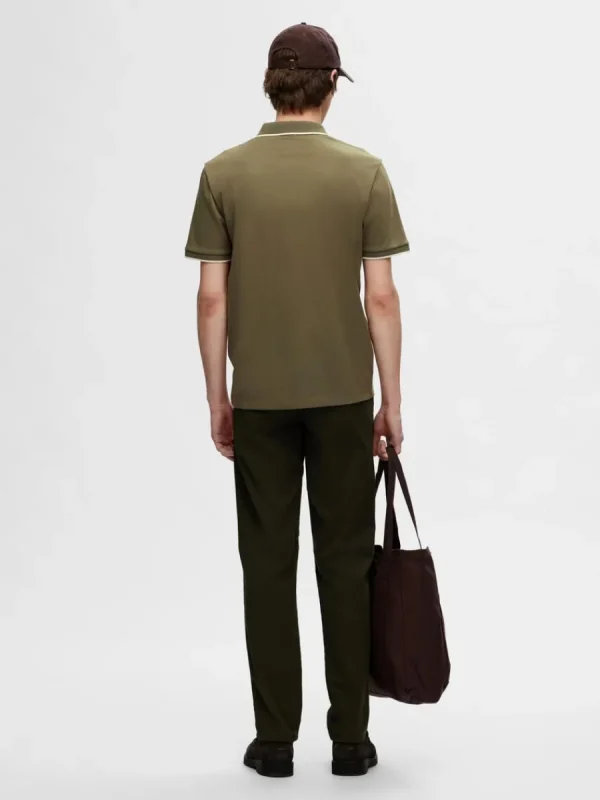 SELECTED BLIXTLÅSFÖRSEDD PIKÉTRÖJA Green New