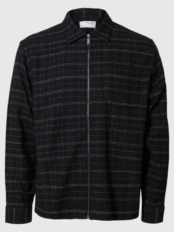 SELECTED BLIXTLÅSFÖRSEDD ÖVERSKJORTA Black Hot