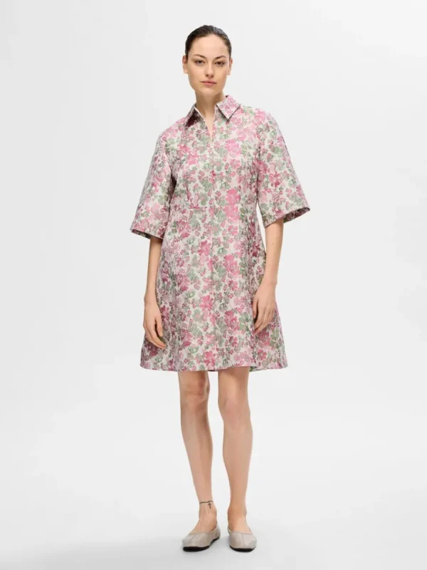SELECTED BLOMMIG JACQUARD KORT KLÄNNING Coloured Best Sale