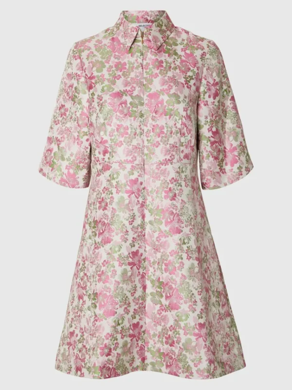SELECTED BLOMMIG JACQUARD KORT KLÄNNING Coloured Best Sale