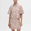 SELECTED BLOMMIG JACQUARD KORTÄRMAD SKJORTA Coloured Clearance