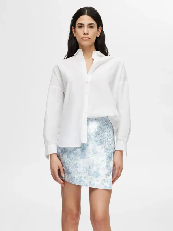 SELECTED BLOMMIG JACQUARD MINIKJOL Blue Online