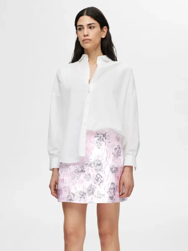 SELECTED BLOMMIG JACQUARD MINIKJOL Pink New