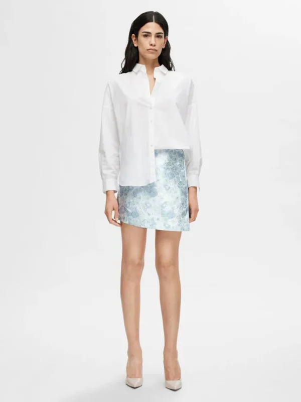 SELECTED BLOMMIG JACQUARD MINIKJOL Blue Online