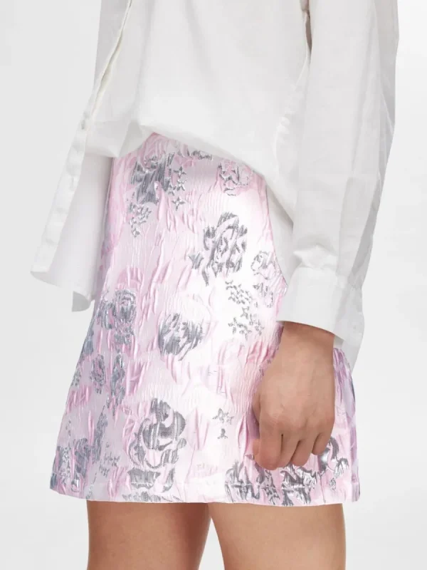 SELECTED BLOMMIG JACQUARD MINIKJOL Pink New