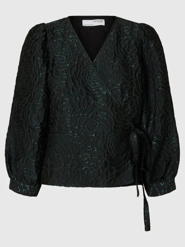SELECTED BLOMMIG JACQUARD OMLOTTBLUS Green Discount