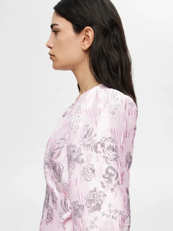 SELECTED BLOMMIG JACQUARD OMLOTTKLÄNNING Pink New