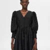 SELECTED BLOMMIG KLÄNNING MED PUFFÄRMAR Black Flash Sale