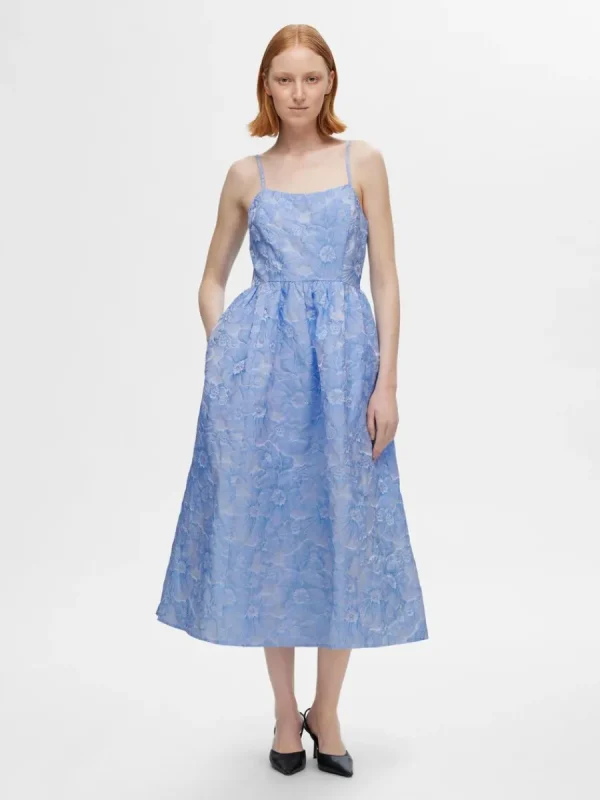 SELECTED BLOMMIG MIDIKLÄNNING Blue Shop