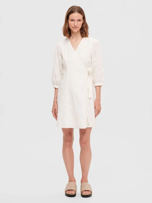 SELECTED BLOMMIG OMLOTTKLÄNNING White Best