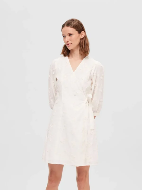 SELECTED BLOMMIG OMLOTTKLÄNNING White Best
