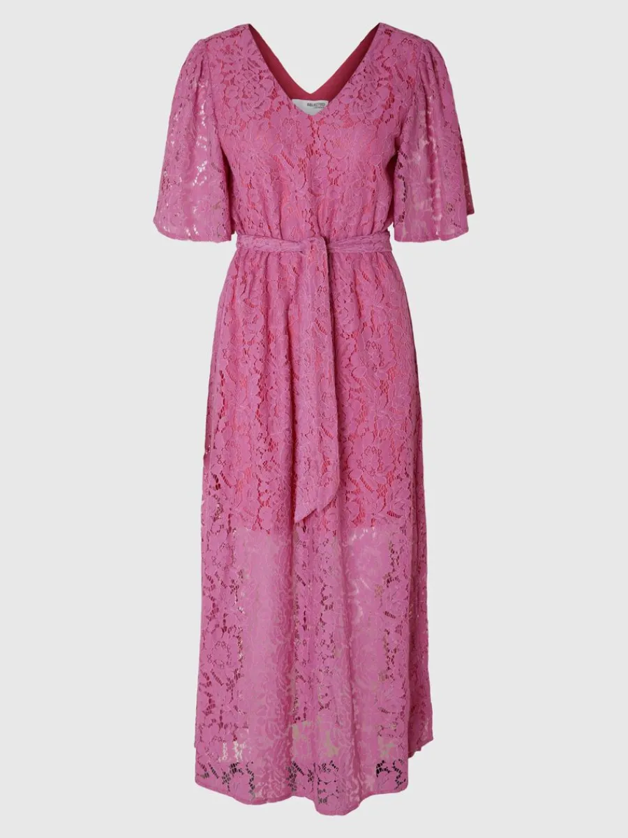 blommig_spets_midiklnning_5.webp SELECTED BLOMMIG SPETS MIDIKLÄNNING Pink Best Sale