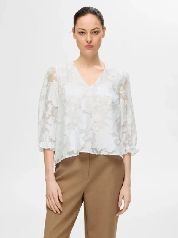 SELECTED BLOMSTERTRYCK BLUS White Best Sale