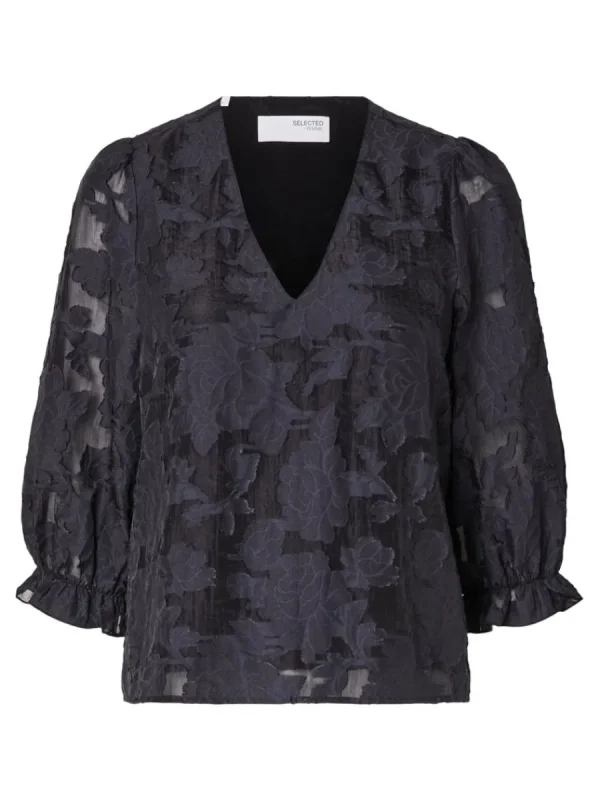 SELECTED BLOMSTERTRYCK BLUS Blue Hot
